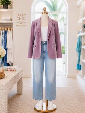Talbots Lavender Light Purple Velvet Blazer Jacket